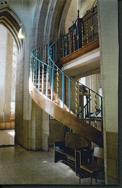 Close up photograph of the Organ Loft Ladder